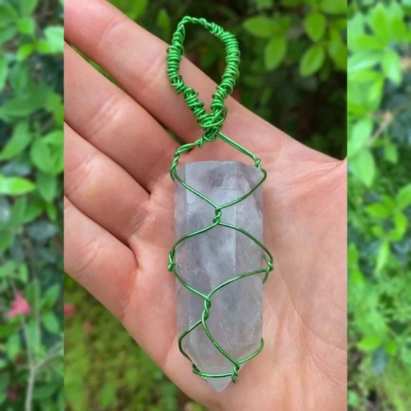 Wire Wrapped Clear Quartz Tower Pendant - Picture 1 of 8